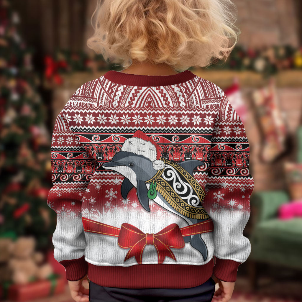 New Zealand Dolphin Terehu Christmas Kid Ugly Christmas Sweater Maori Inspired Knitted Patterns