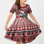 New Zealand Dolphin Terehu Christmas Kid Short Sleeve Dress Maori Inspired Knitted Patterns