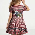 New Zealand Dolphin Terehu Christmas Kid Short Sleeve Dress Maori Inspired Knitted Patterns