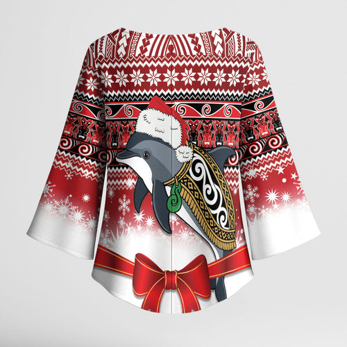 New Zealand Dolphin Terehu Christmas Kimono Sleeve Blouse Maori Inspired Knitted Patterns