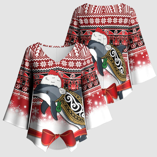 New Zealand Dolphin Terehu Christmas Kimono Sleeve Blouse Maori Inspired Knitted Patterns