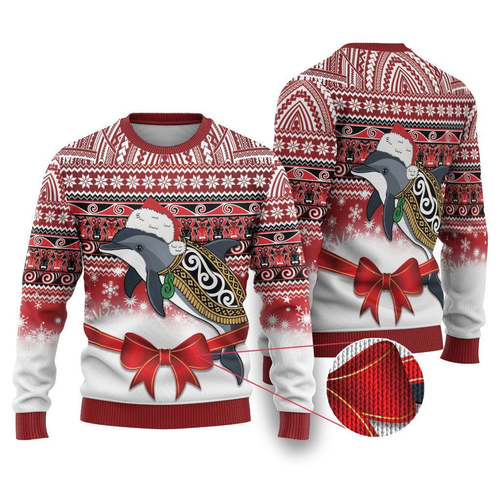 New Zealand Dolphin Terehu Christmas Ugly Christmas Sweater Maori Inspired Knitted Patterns