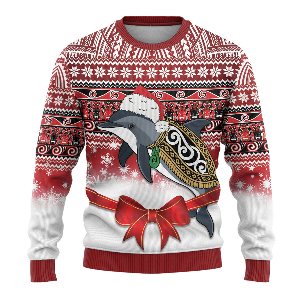 New Zealand Dolphin Terehu Christmas Ugly Christmas Sweater Maori Inspired Knitted Patterns