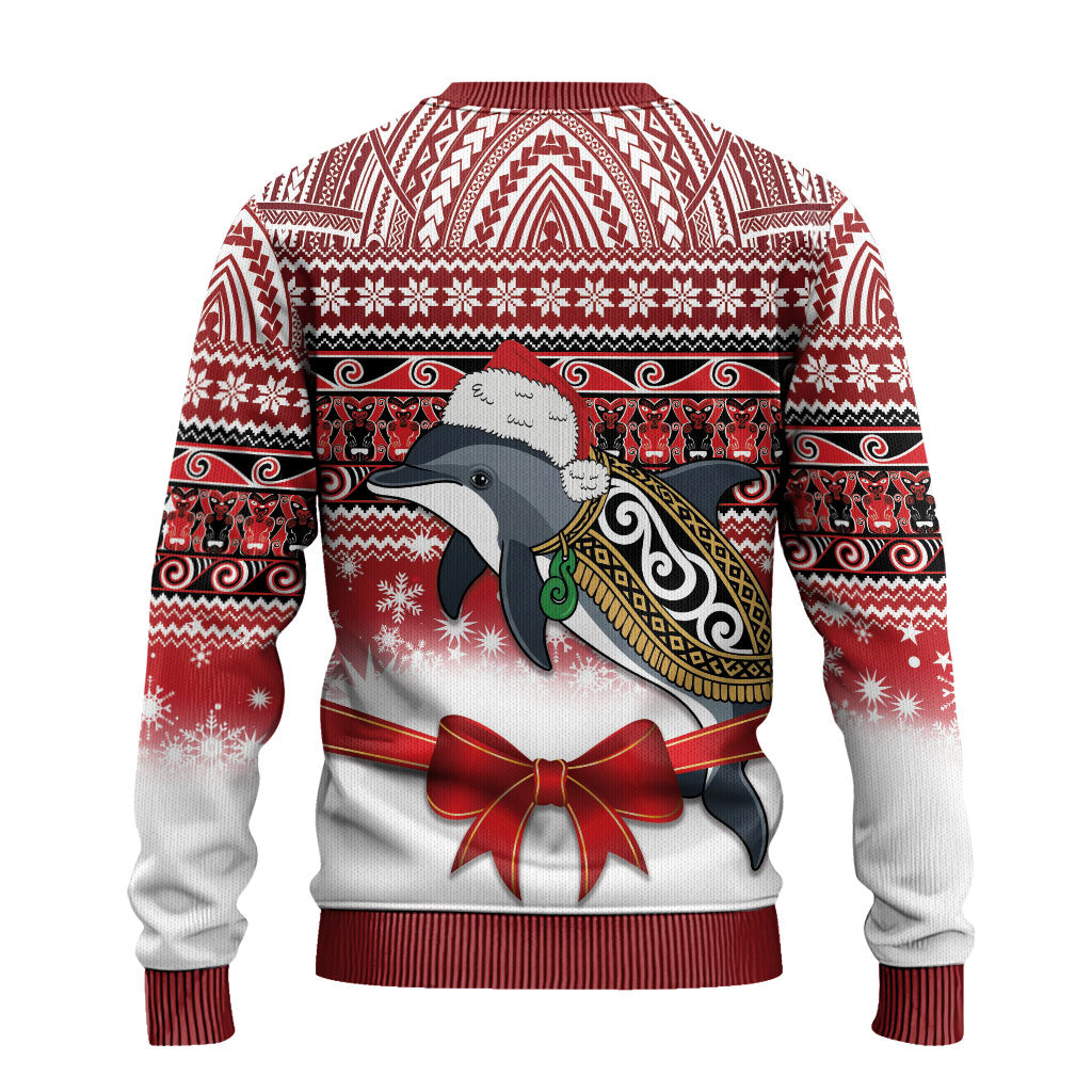 New Zealand Dolphin Terehu Christmas Ugly Christmas Sweater Maori Inspired Knitted Patterns