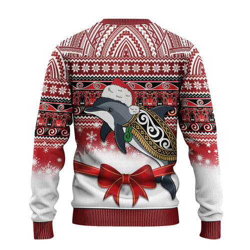 New Zealand Dolphin Terehu Christmas Ugly Christmas Sweater Maori Inspired Knitted Patterns