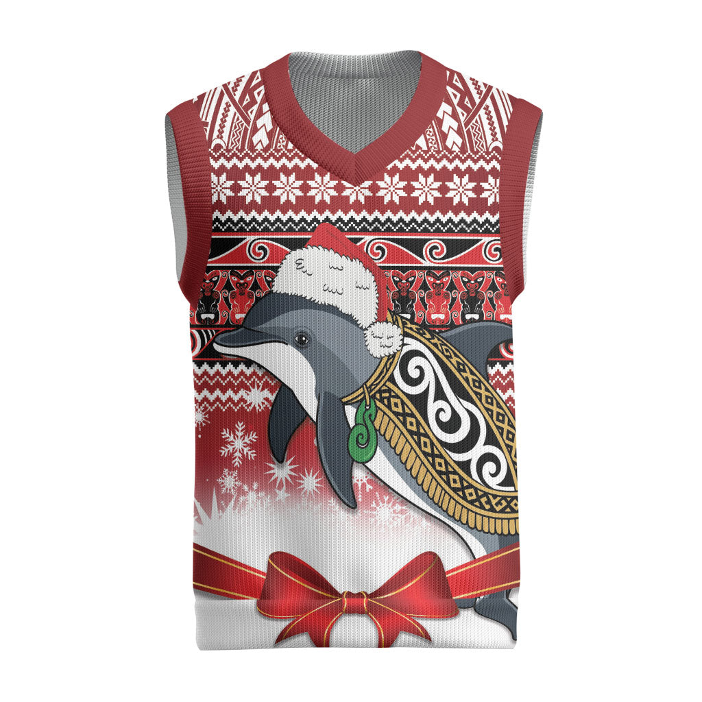 New Zealand Dolphin Terehu Christmas Knitted V-Neck Vest Maori Inspired Knitted Patterns