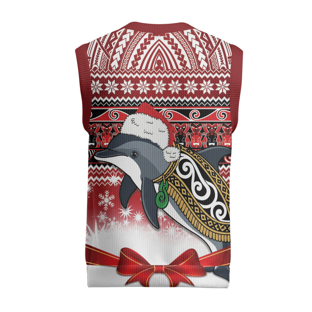 New Zealand Dolphin Terehu Christmas Knitted V-Neck Vest Maori Inspired Knitted Patterns