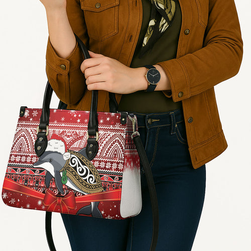 New Zealand Dolphin Terehu Christmas Leather Bag Maori Inspired Knitted Patterns