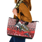 New Zealand Dolphin Terehu Christmas Leather Tote Bag Maori Inspired Knitted Patterns
