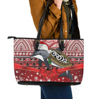 New Zealand Dolphin Terehu Christmas Leather Tote Bag Maori Inspired Knitted Patterns