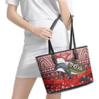 New Zealand Dolphin Terehu Christmas Leather Tote Bag Maori Inspired Knitted Patterns