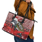 New Zealand Dolphin Terehu Christmas Leather Tote Bag Maori Inspired Knitted Patterns