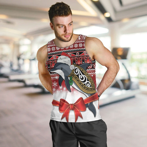 New Zealand Dolphin Terehu Christmas Men Tank Top Maori Inspired Knitted Patterns