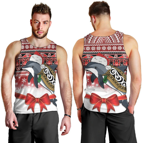 New Zealand Dolphin Terehu Christmas Men Tank Top Maori Inspired Knitted Patterns