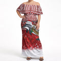New Zealand Dolphin Terehu Christmas Off Shoulder Maxi Dress Maori Inspired Knitted Patterns