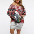 New Zealand Dolphin Terehu Christmas Off Shoulder Short Dress Maori Inspired Knitted Patterns