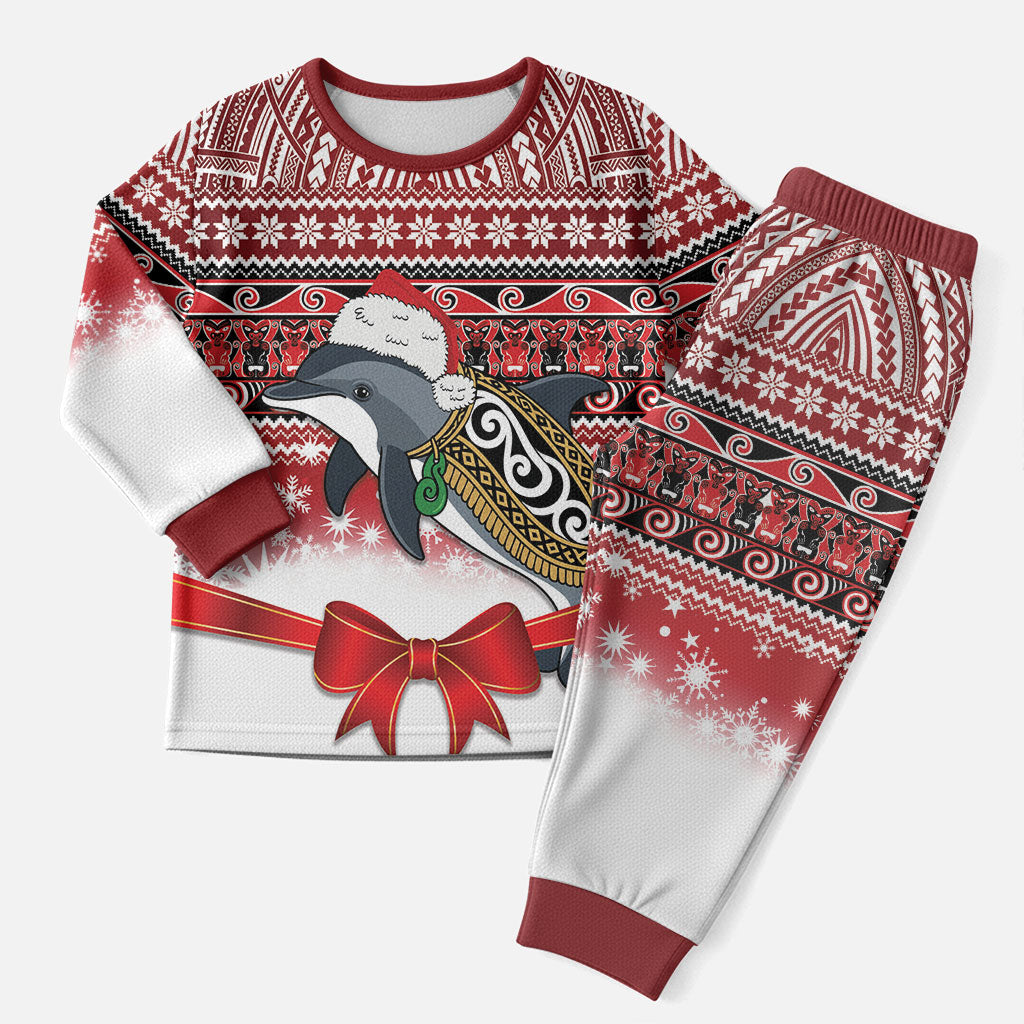 New Zealand Dolphin Terehu Christmas Pajama Set Maori Inspired Knitted Patterns