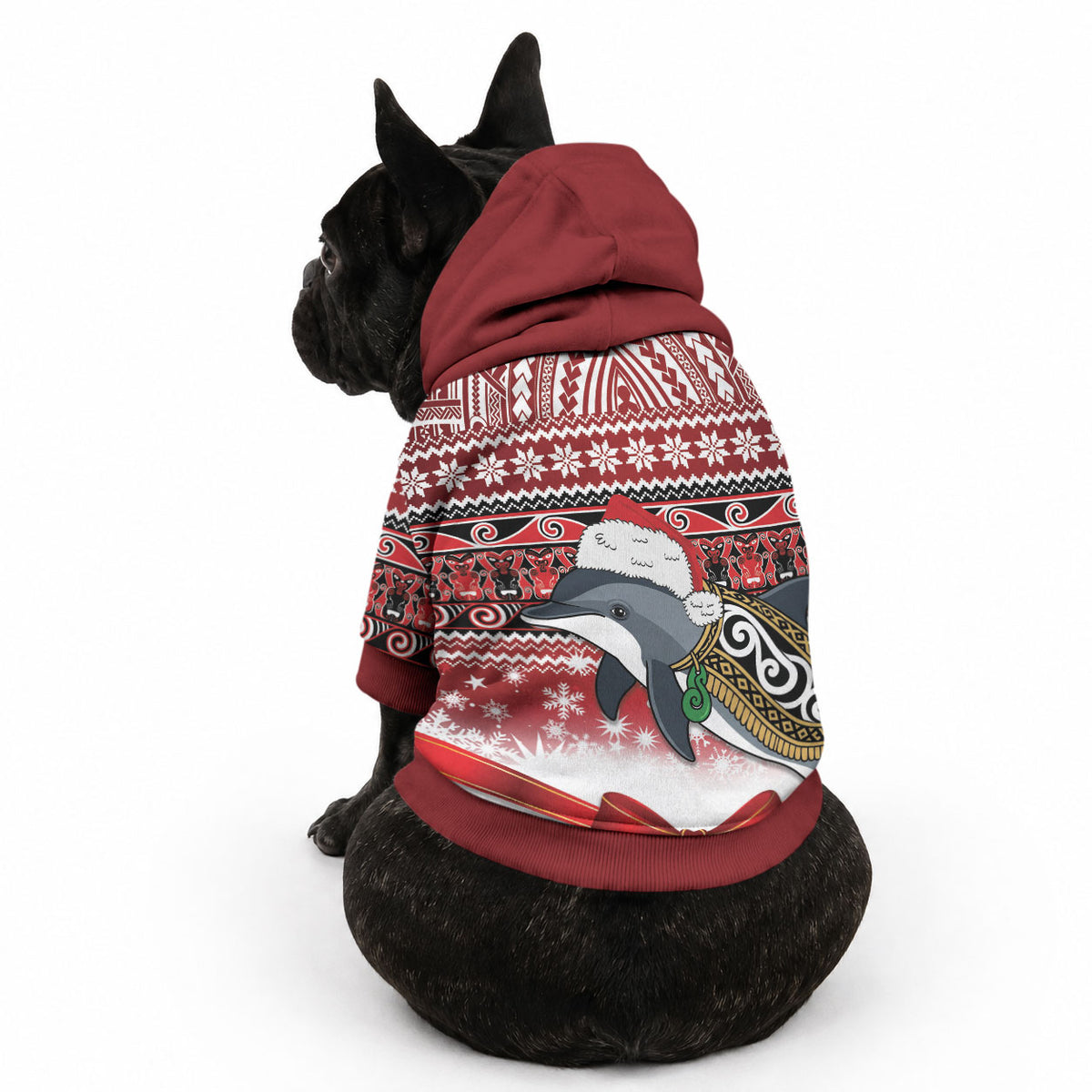New Zealand Dolphin Terehu Christmas Pet Hoodie Maori Inspired Knitted Patterns