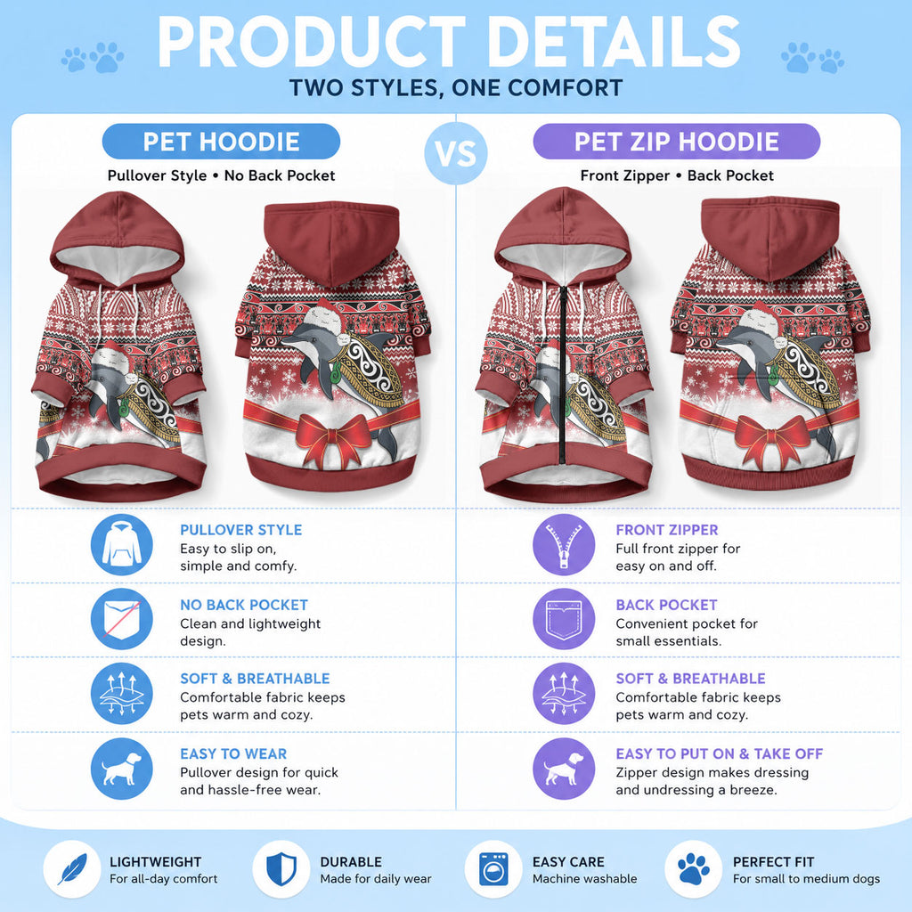 New Zealand Dolphin Terehu Christmas Pet Hoodie Maori Inspired Knitted Patterns
