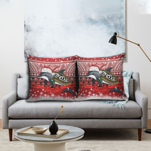 New Zealand Dolphin Terehu Christmas Pillow Cover Maori Inspired Knitted Patterns