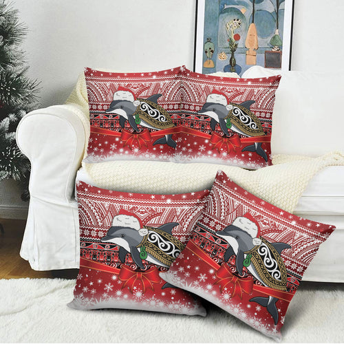 New Zealand Dolphin Terehu Christmas Pillow Cover Maori Inspired Knitted Patterns