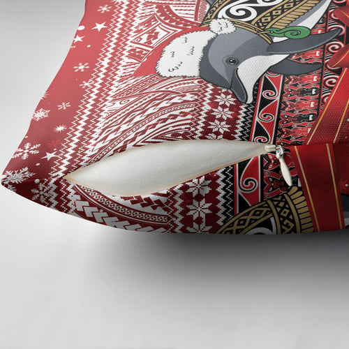 New Zealand Dolphin Terehu Christmas Pillow Cover Maori Inspired Knitted Patterns