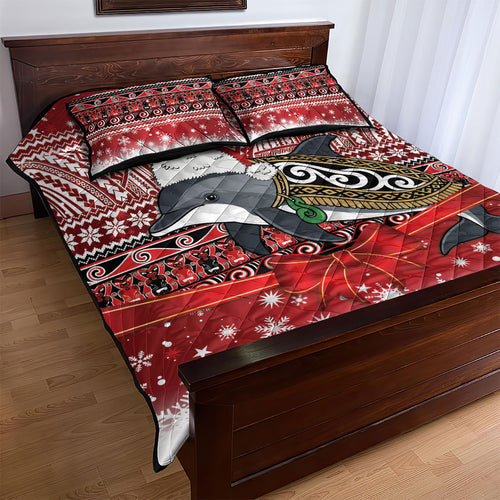 New Zealand Dolphin Terehu Christmas Quilt Bed Set Maori Inspired Knitted Patterns