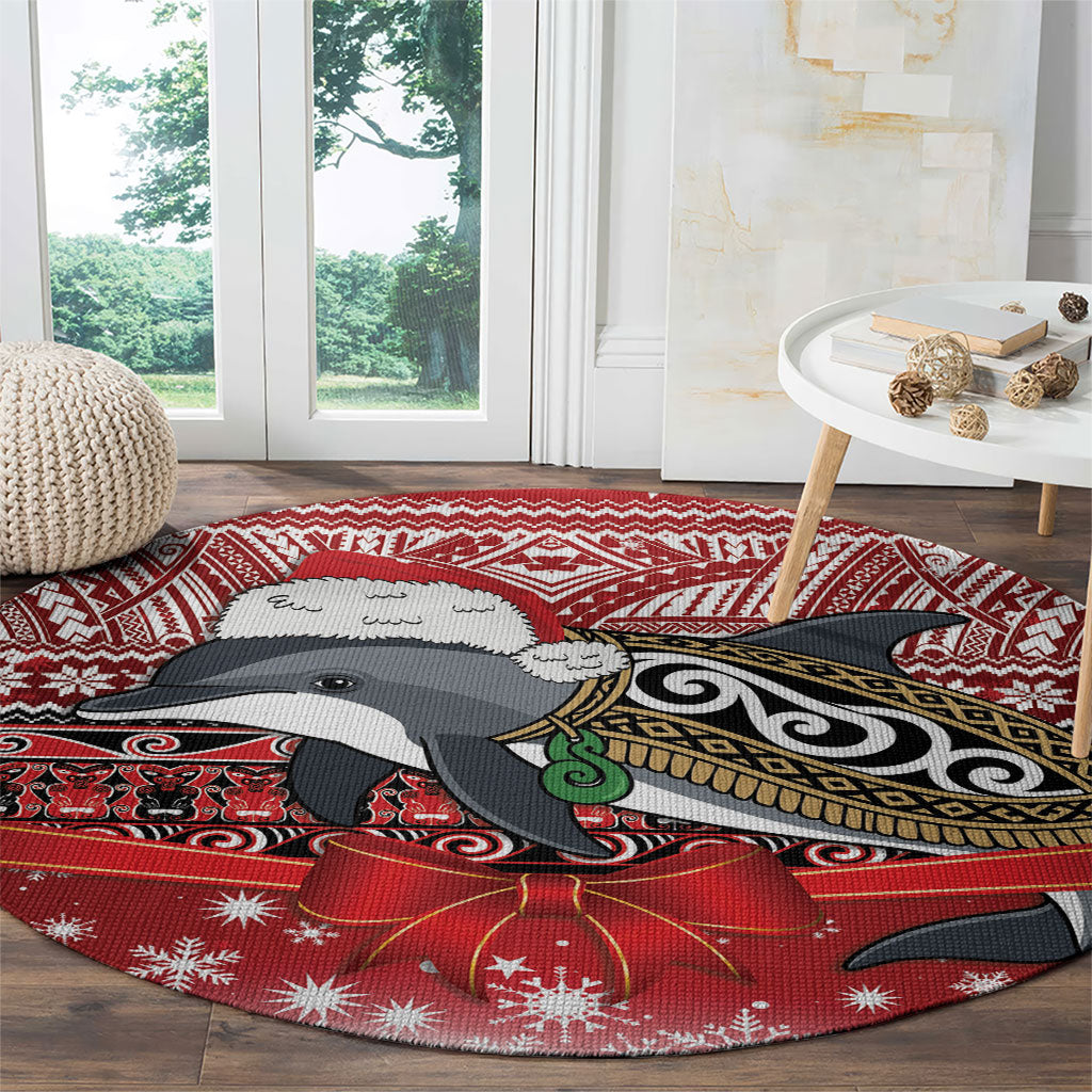 New Zealand Dolphin Terehu Christmas Round Carpet Maori Inspired Knitted Patterns