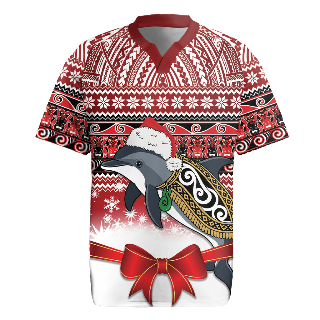 New Zealand Dolphin Terehu Christmas Rugby Jersey Maori Inspired Knitted Patterns