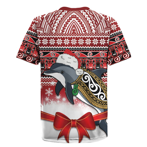 New Zealand Dolphin Terehu Christmas Rugby Jersey Maori Inspired Knitted Patterns