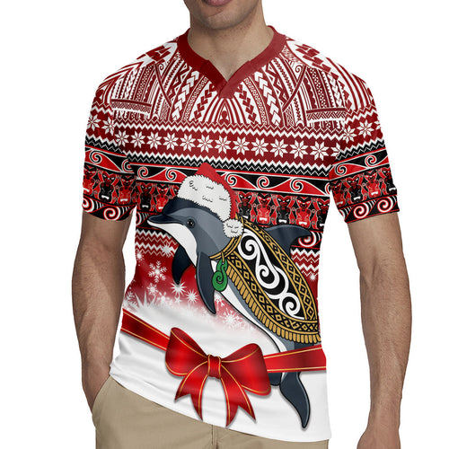New Zealand Dolphin Terehu Christmas Rugby Jersey Maori Inspired Knitted Patterns