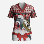 New Zealand Dolphin Terehu Christmas Scrub Top Maori Inspired Knitted Patterns