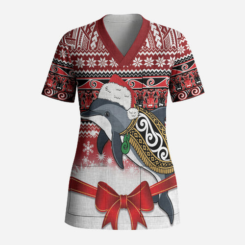 New Zealand Dolphin Terehu Christmas Scrub Top Maori Inspired Knitted Patterns