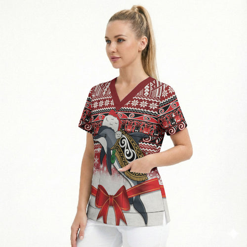 New Zealand Dolphin Terehu Christmas Scrub Top Maori Inspired Knitted Patterns