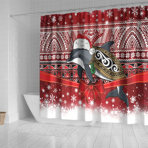 New Zealand Dolphin Terehu Christmas Shower Curtain Maori Inspired Knitted Patterns