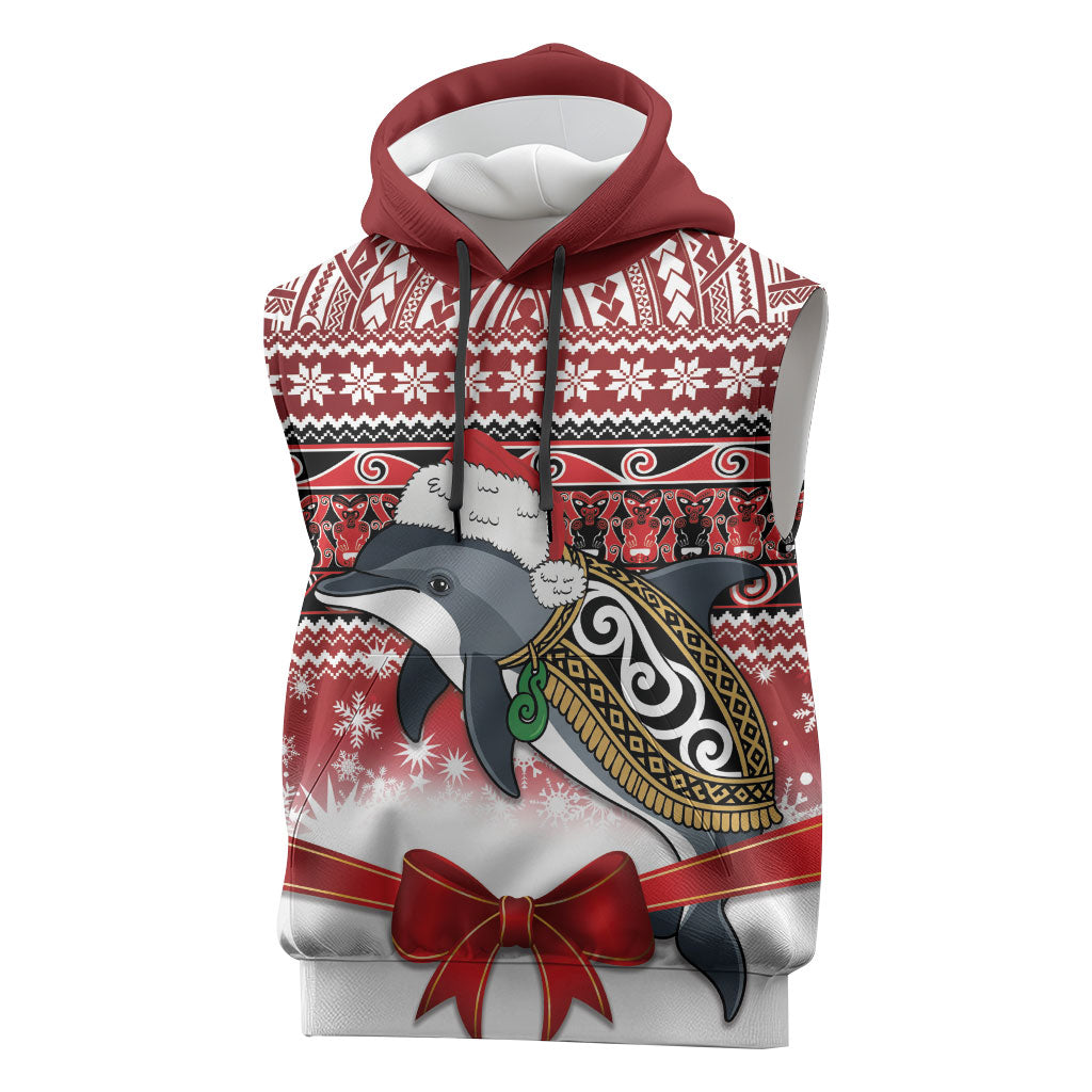 New Zealand Dolphin Terehu Christmas Sleeveless Hoodie Maori Inspired Knitted Patterns