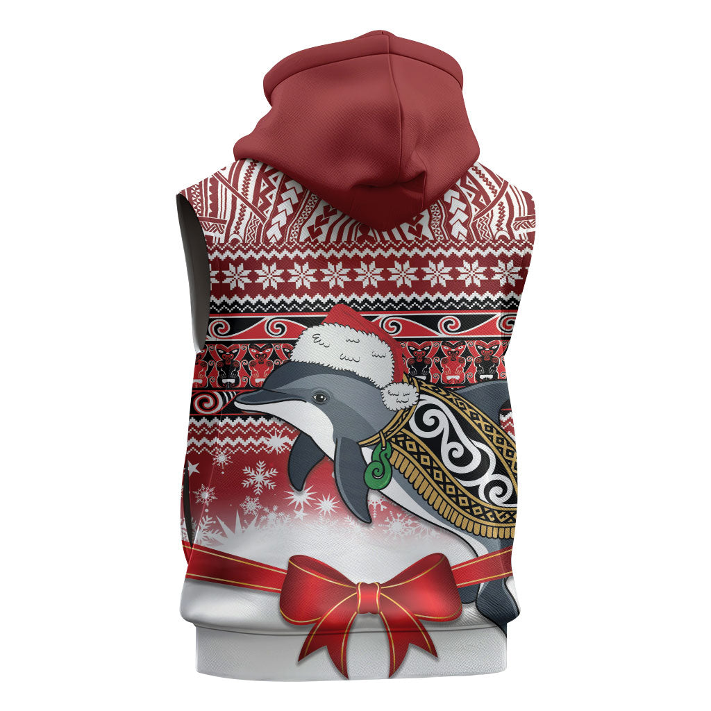 New Zealand Dolphin Terehu Christmas Sleeveless Hoodie Maori Inspired Knitted Patterns