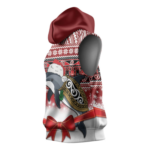 New Zealand Dolphin Terehu Christmas Sleeveless Hoodie Maori Inspired Knitted Patterns
