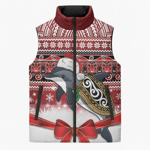 New Zealand Dolphin Terehu Christmas Sleeveless Puffer Jacket Maori Inspired Knitted Patterns