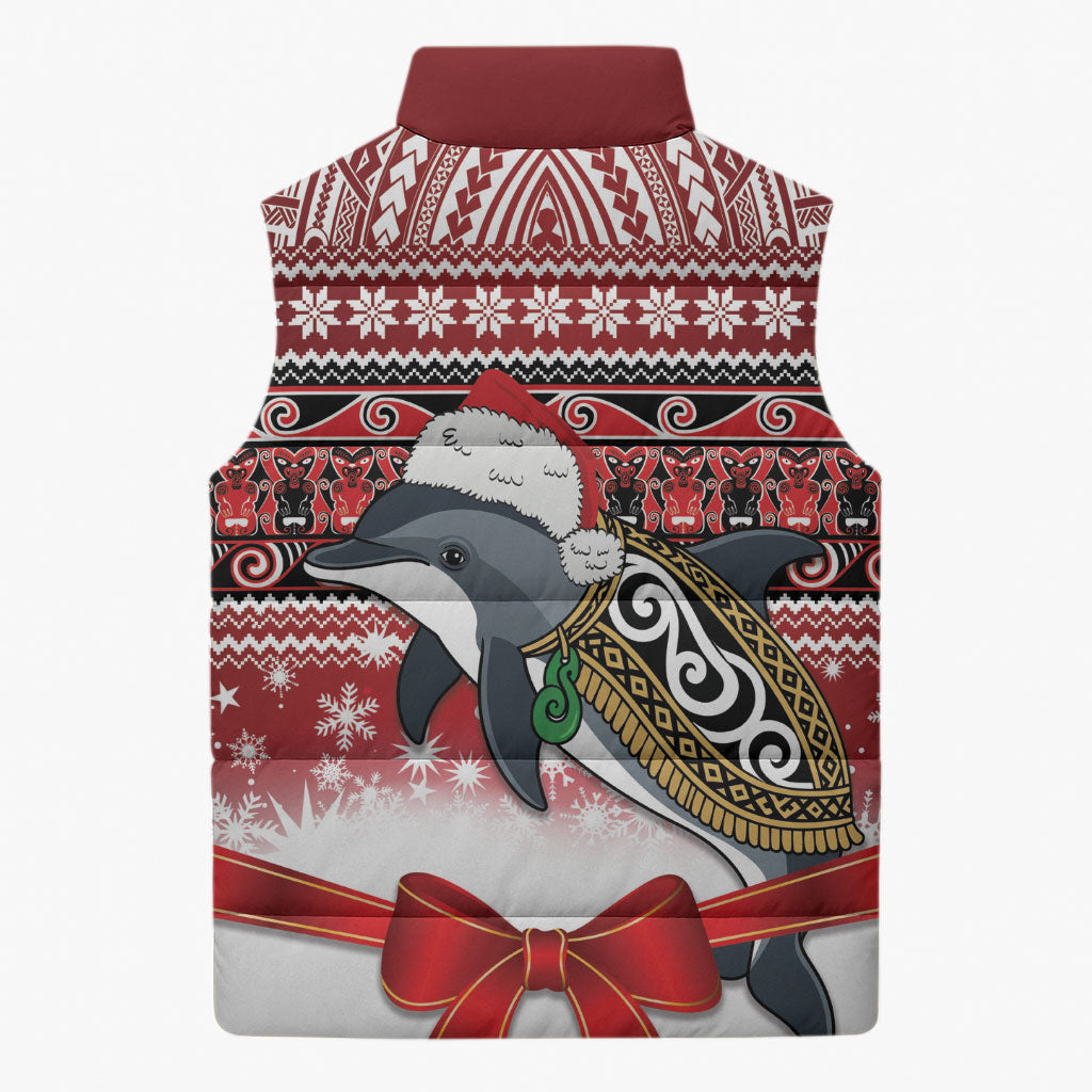 New Zealand Dolphin Terehu Christmas Sleeveless Puffer Jacket Maori Inspired Knitted Patterns