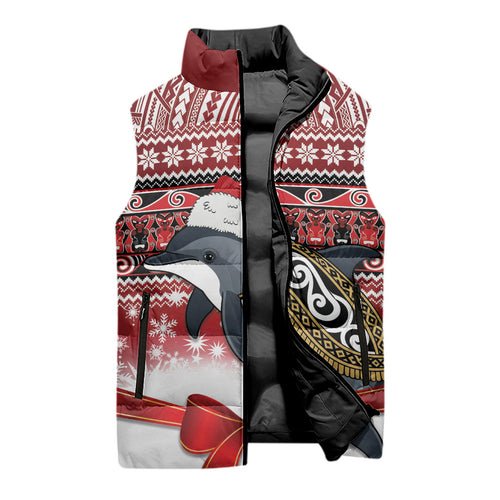 New Zealand Dolphin Terehu Christmas Sleeveless Puffer Jacket Maori Inspired Knitted Patterns