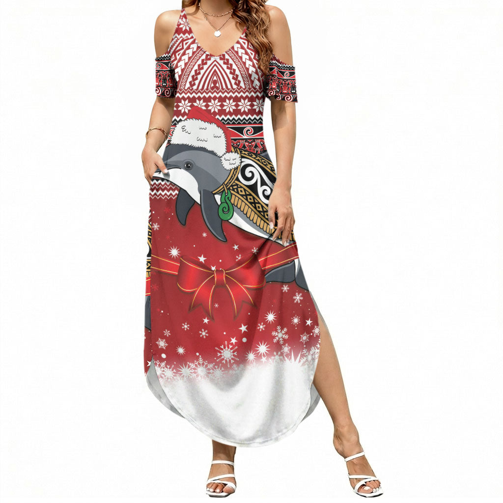 New Zealand Dolphin Terehu Christmas Summer Maxi Dress Maori Inspired Knitted Patterns