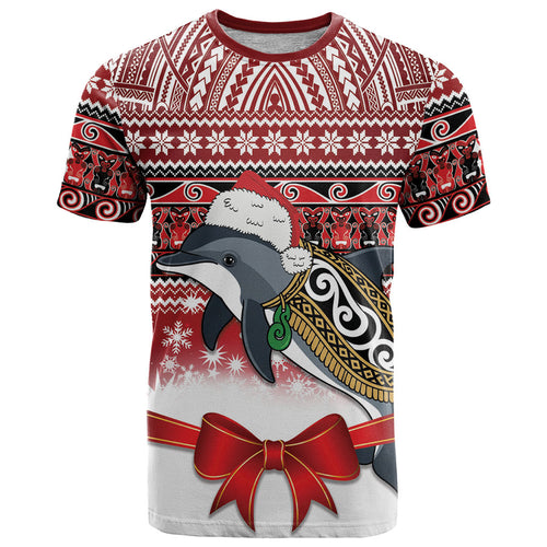 New Zealand Dolphin Terehu Christmas T Shirt Maori Inspired Knitted Patterns