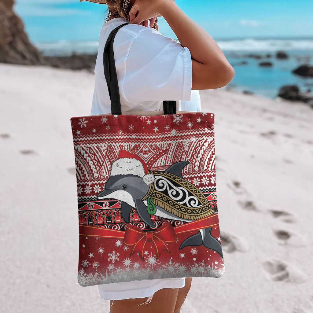 New Zealand Dolphin Terehu Christmas Tote Bag Maori Inspired Knitted Patterns