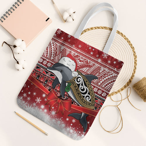New Zealand Dolphin Terehu Christmas Tote Bag Maori Inspired Knitted Patterns