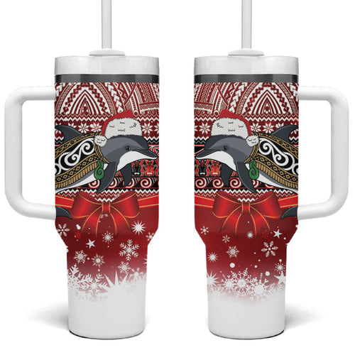 New Zealand Dolphin Terehu Christmas Tumbler With Handle Maori Inspired Knitted Patterns