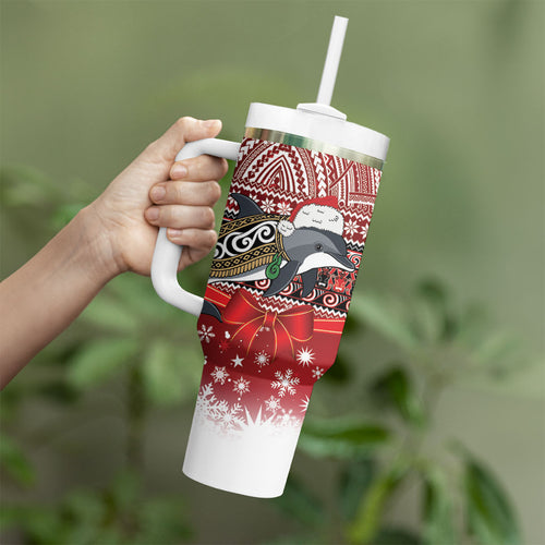 New Zealand Dolphin Terehu Christmas Tumbler With Handle Maori Inspired Knitted Patterns
