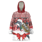 New Zealand Dolphin Terehu Christmas Wearable Blanket Hoodie Maori Inspired Knitted Patterns