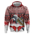 New Zealand Dolphin Terehu Christmas Zip Hoodie Maori Inspired Knitted Patterns