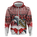 New Zealand Dolphin Terehu Christmas Zip Hoodie Maori Inspired Knitted Patterns